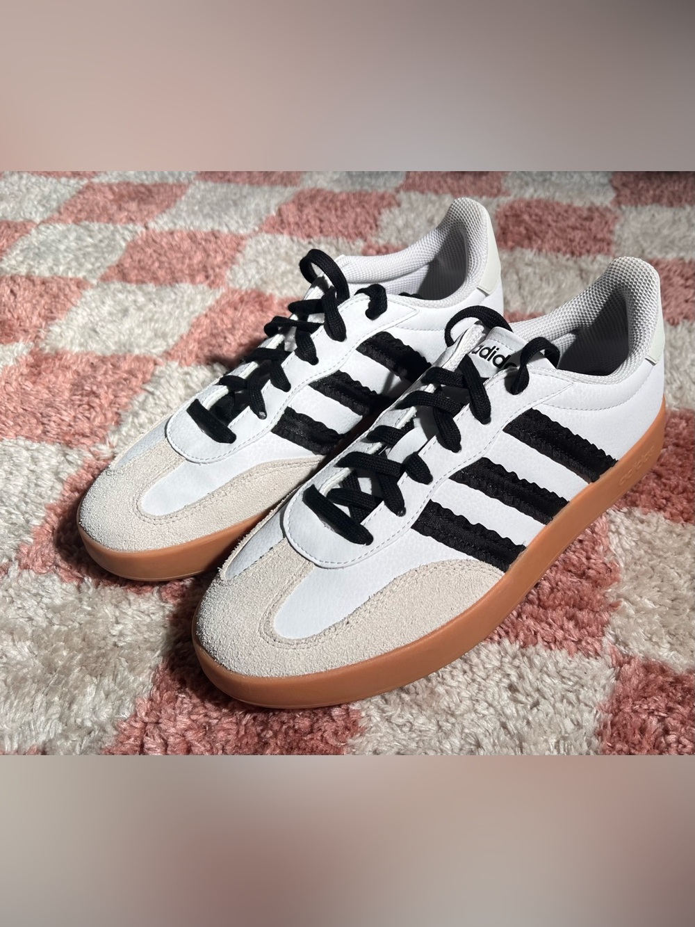 Adidas Women’s White & Black Ruffle Stripes Gum Sole Sneakers
